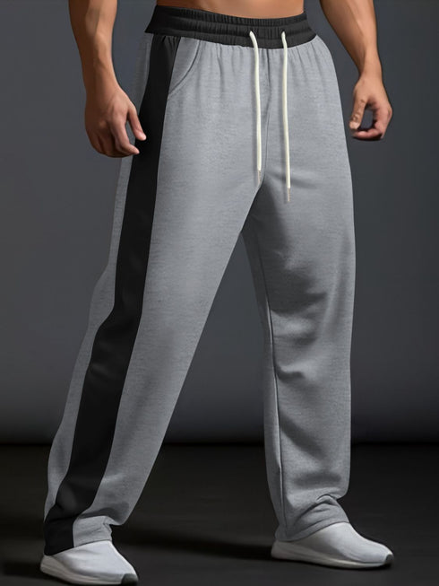 Men's Full Size Drawstring Contrast Wide Leg Pants Plus Size - Odaingerous